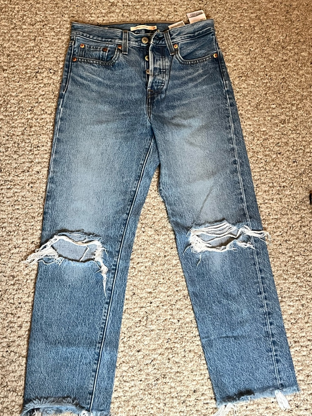 Levi's Men's Light Blue Ripped Skinny Jeans
